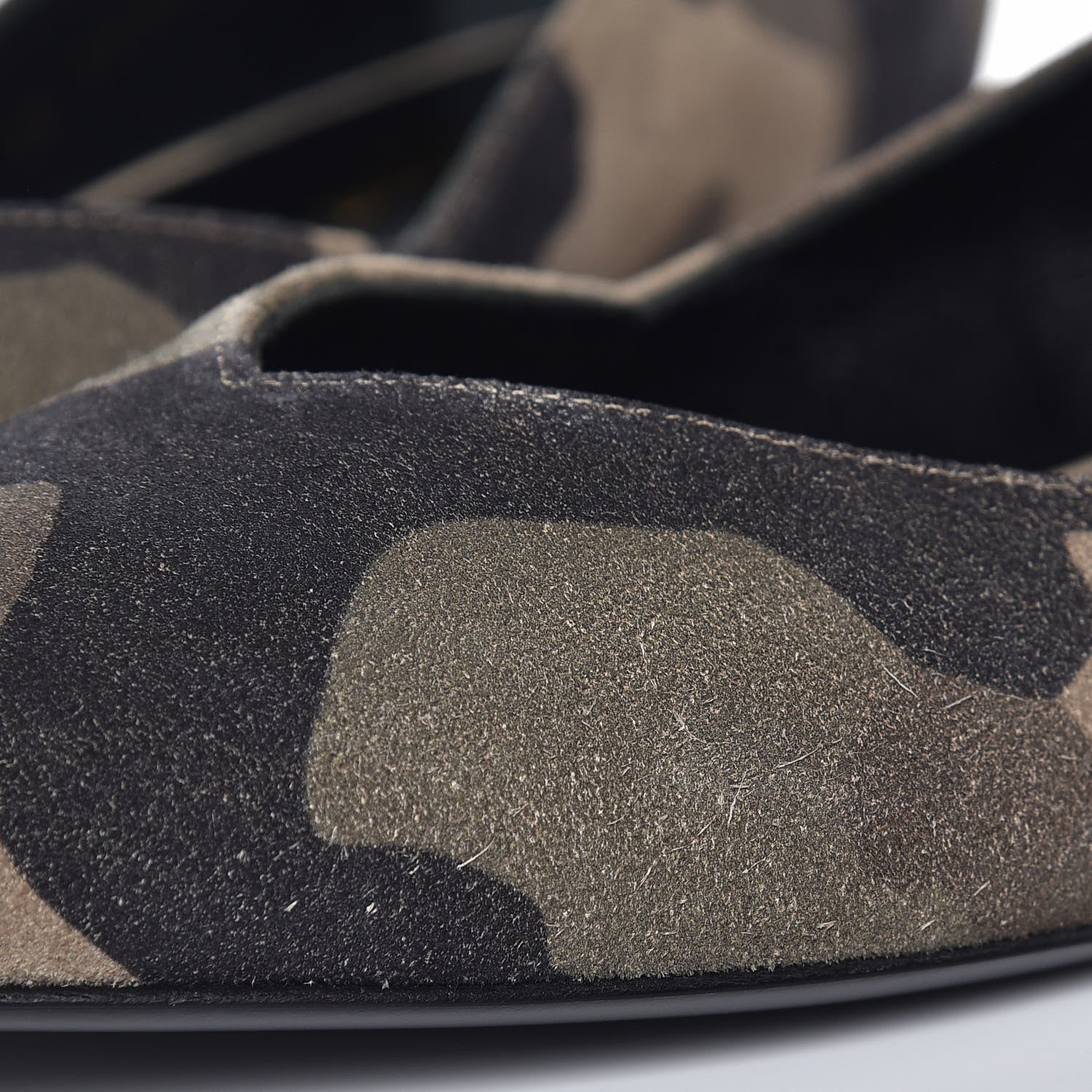 Saint Laurent Suede Camouflage Print Paris 10 Decolete Ballerina Flats 36 Green 13 of 16