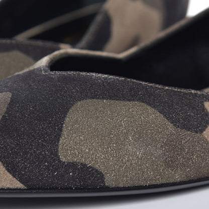 Saint Laurent Suede Camouflage Print Paris 10 Decolete Ballerina Flats 36 Green 13 of 16