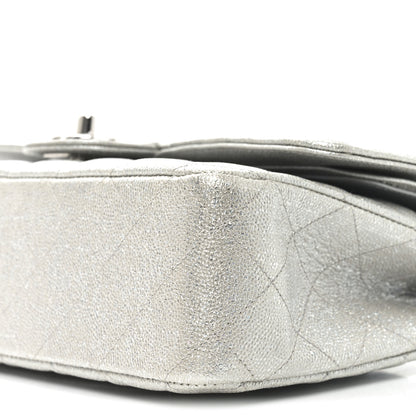 Chanel Glittered Metallic Caviar Quilted Medium Double Flap Silver 10 of 11