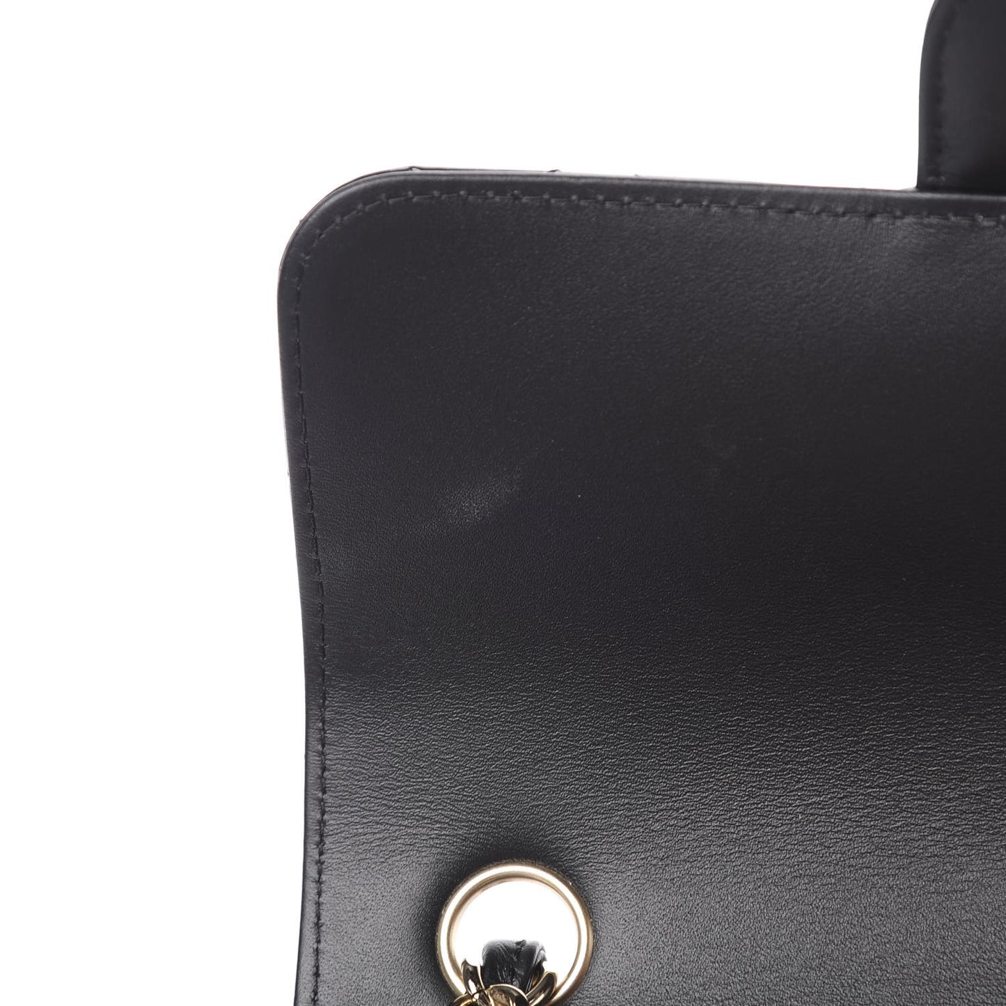 Patent Calfskin Quilted Mini Rectangular Flap Black