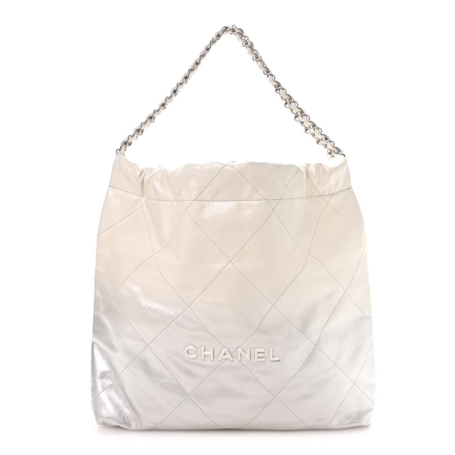 Chanel Metallic Shaded Calfskin Quilted Chanel 22 White Silver 1 of 11