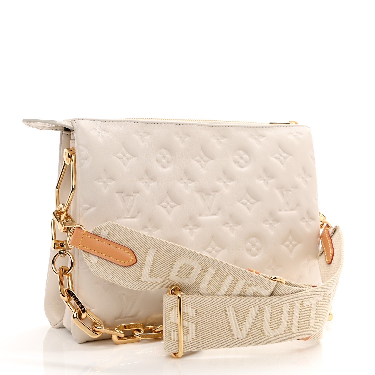 Louis Vuitton Lambskin Embossed Monogram Coussin PM Cream 5 of 17