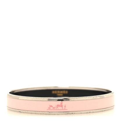 Hermes Enamel Printed Narrow Caleche Bracelet 70 Rose Dragee 1 of 5