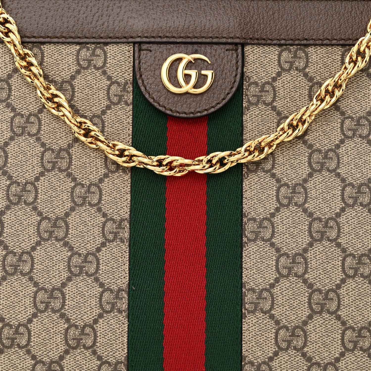 Gucci GG Supreme Monogram Web Medium Ophidia Chain Shoulder Bag Brown 7 of 12