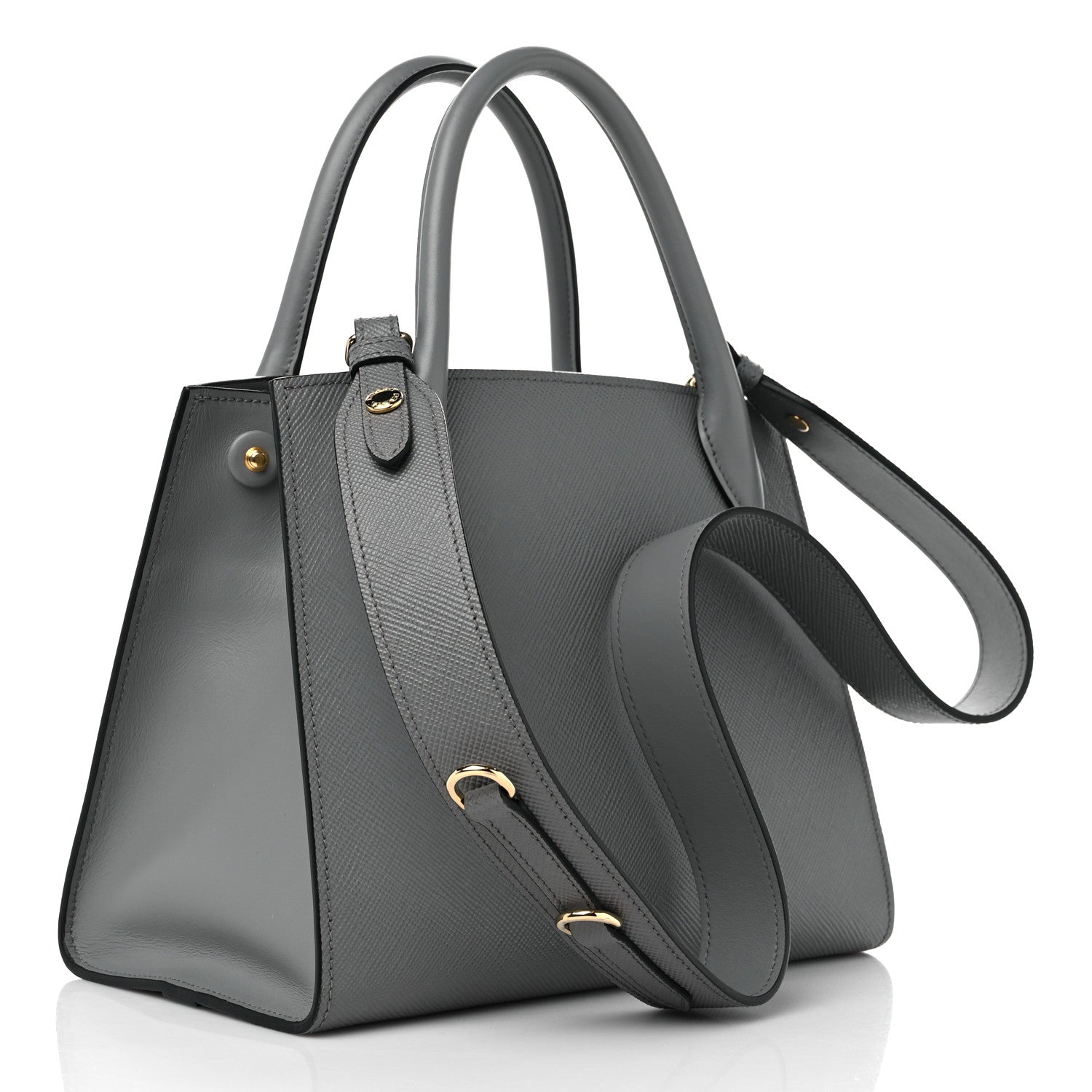 Prada Saffiano Cuir Calfskin Small Monochrome Top Handle Tote Ardesia 3 of 9
