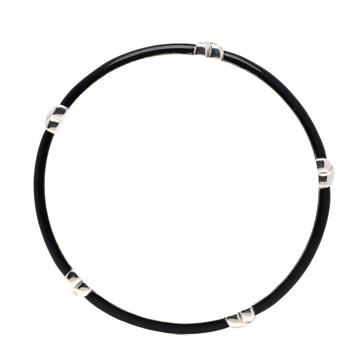 Sterling Silver Enamel Signature X Bangle Bracelet Black