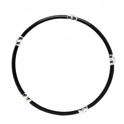 Tiffany Sterling Silver Enamel Signature X Bangle Bracelet Black 5 of 5