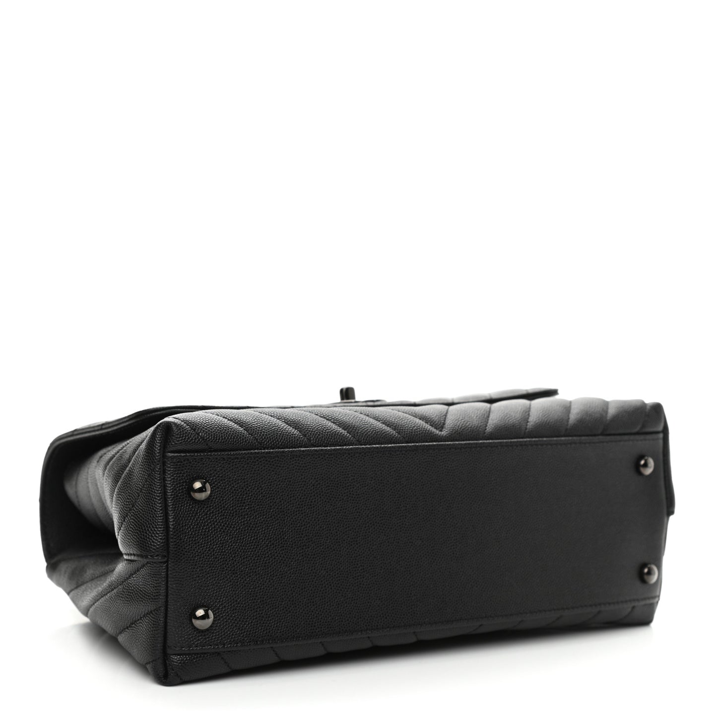 Caviar Chevron Quilted Small Coco Handle Flap So Black