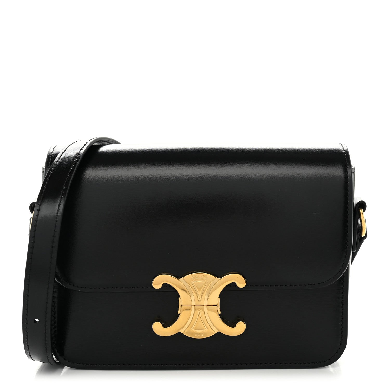 Celine Shiny Calfskin Teen Triomphe Black 1 of 10