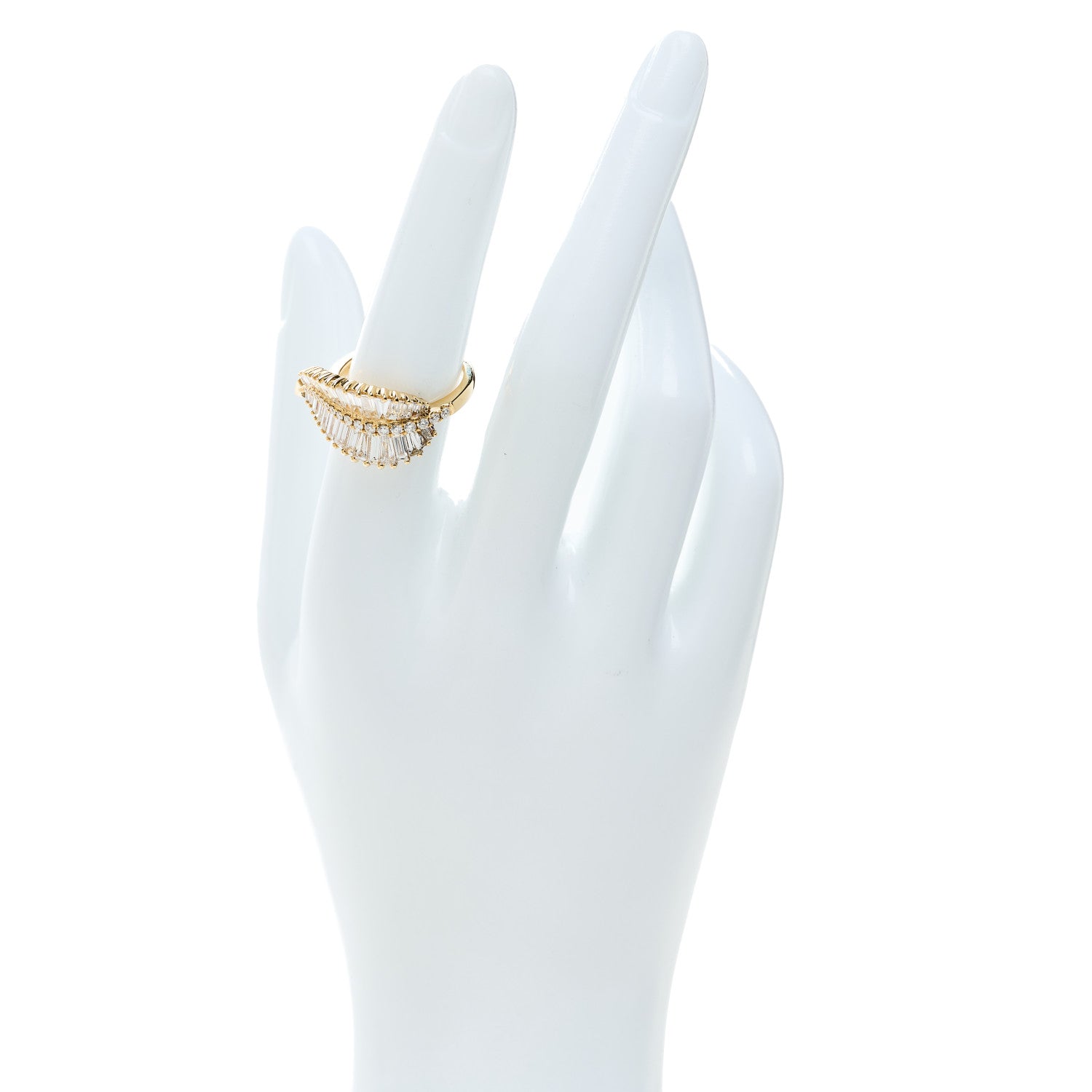 Anita Ko 18K Yellow Gold Diamond Sideways Palm Leaf Ring 53 6.5 2 of 7