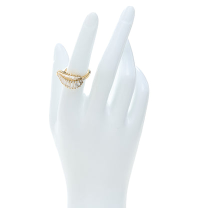 Anita Ko 18K Yellow Gold Diamond Sideways Palm Leaf Ring 53 6.5 2 of 7