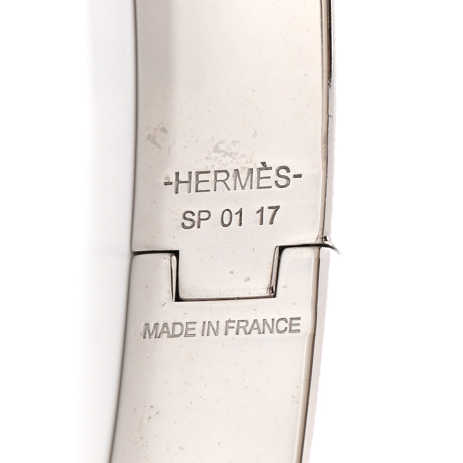 Hermes Enamel Charniere Uni Narrow Hinged Bracelet S White 4 of 6