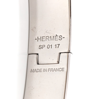 Hermes Enamel Charniere Uni Narrow Hinged Bracelet S White 4 of 6