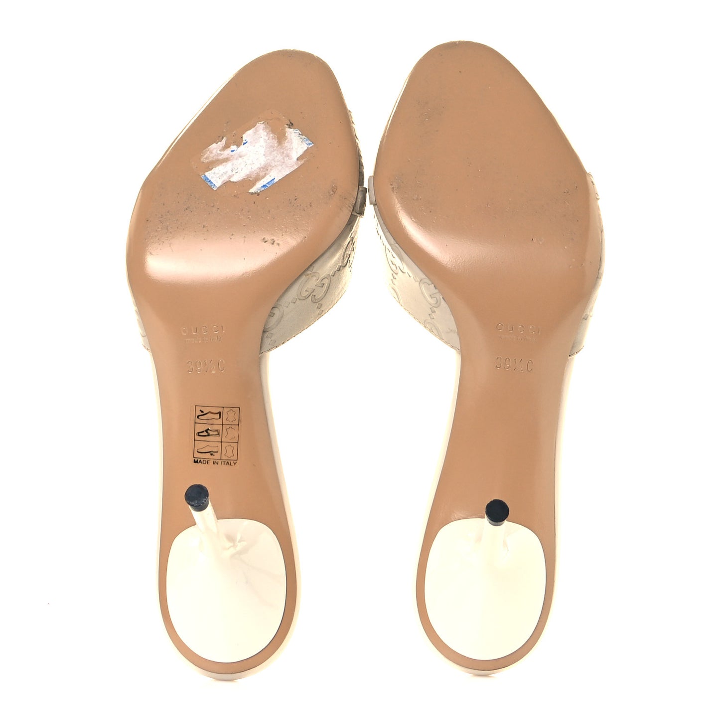 Guccissima Horsebit Mid Heel Slides 39.5 Mystic White