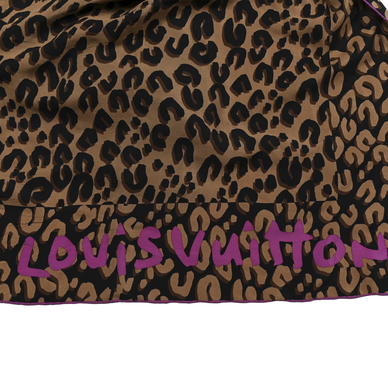 Louis Vuitton Silk Leopard Square Scarf Purple 2 of 3