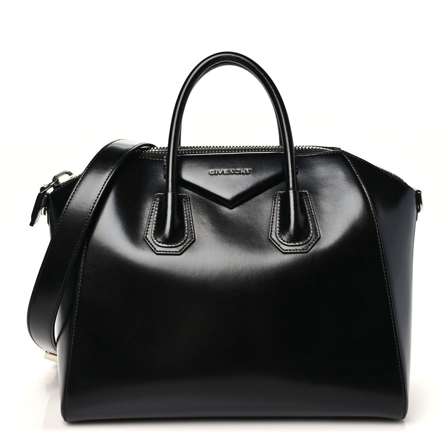 Shiny Lord Calfskin Large Antigona Black