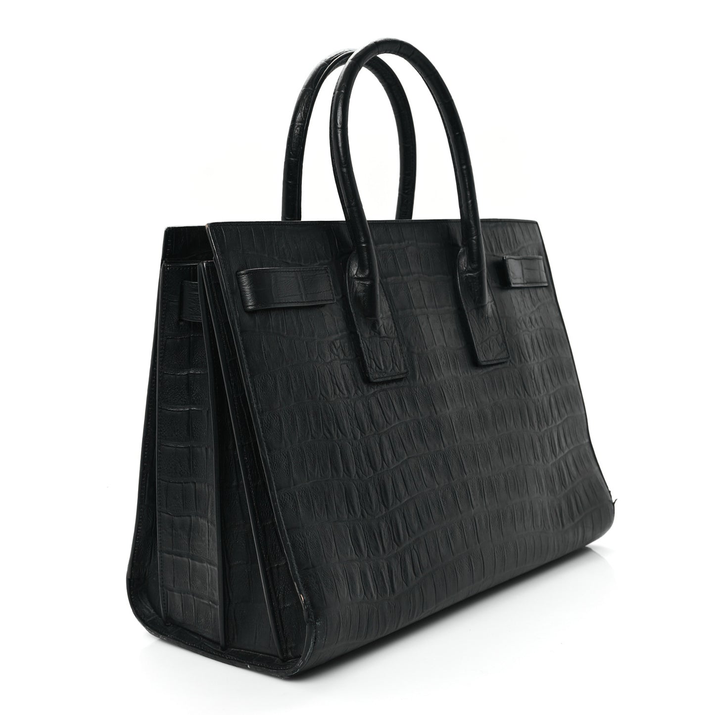 Calfskin Crocodile Embossed Large Sac De Jour Carryall Black