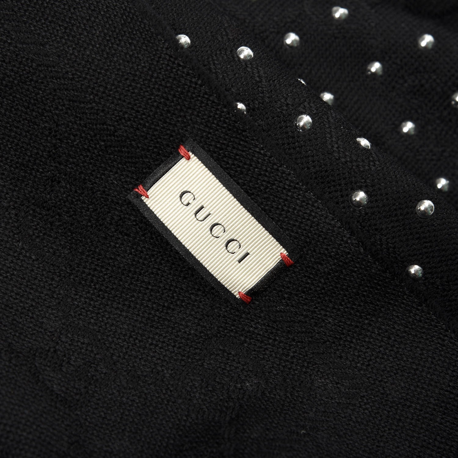 Gucci Wool Studded Jacquard GG Scarf Black 4 of 4