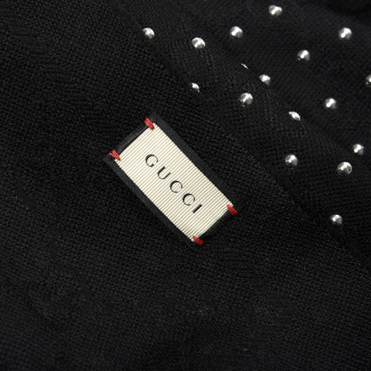 Gucci Wool Studded Jacquard GG Scarf Black 4 of 4
