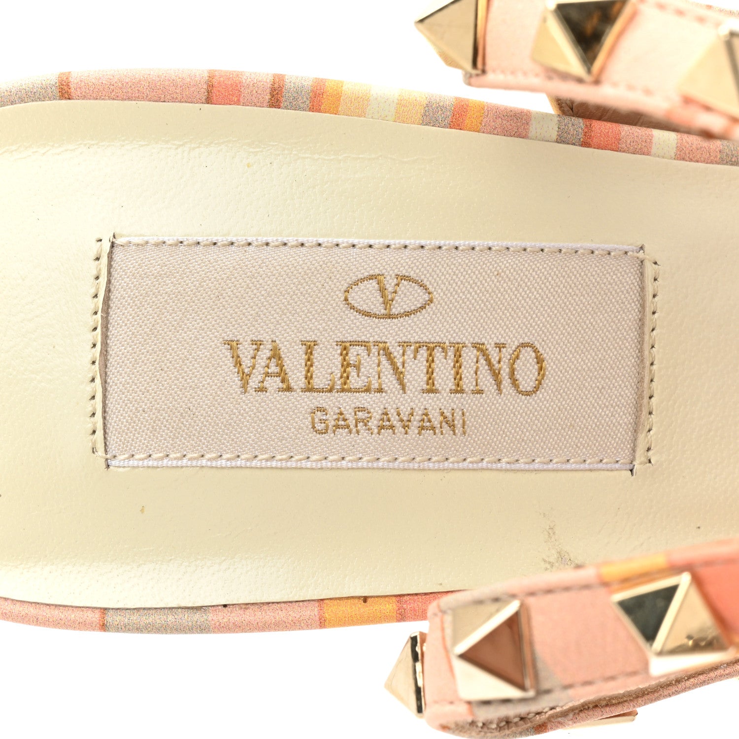Valentino Garavani Calfskin Rockstud Stripes Ankle Strap 100mm Pumps 38 Orange Multicolor 7 of 11