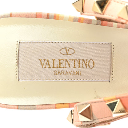 Valentino Garavani Calfskin Rockstud Stripes Ankle Strap 100mm Pumps 38 Orange Multicolor 7 of 11