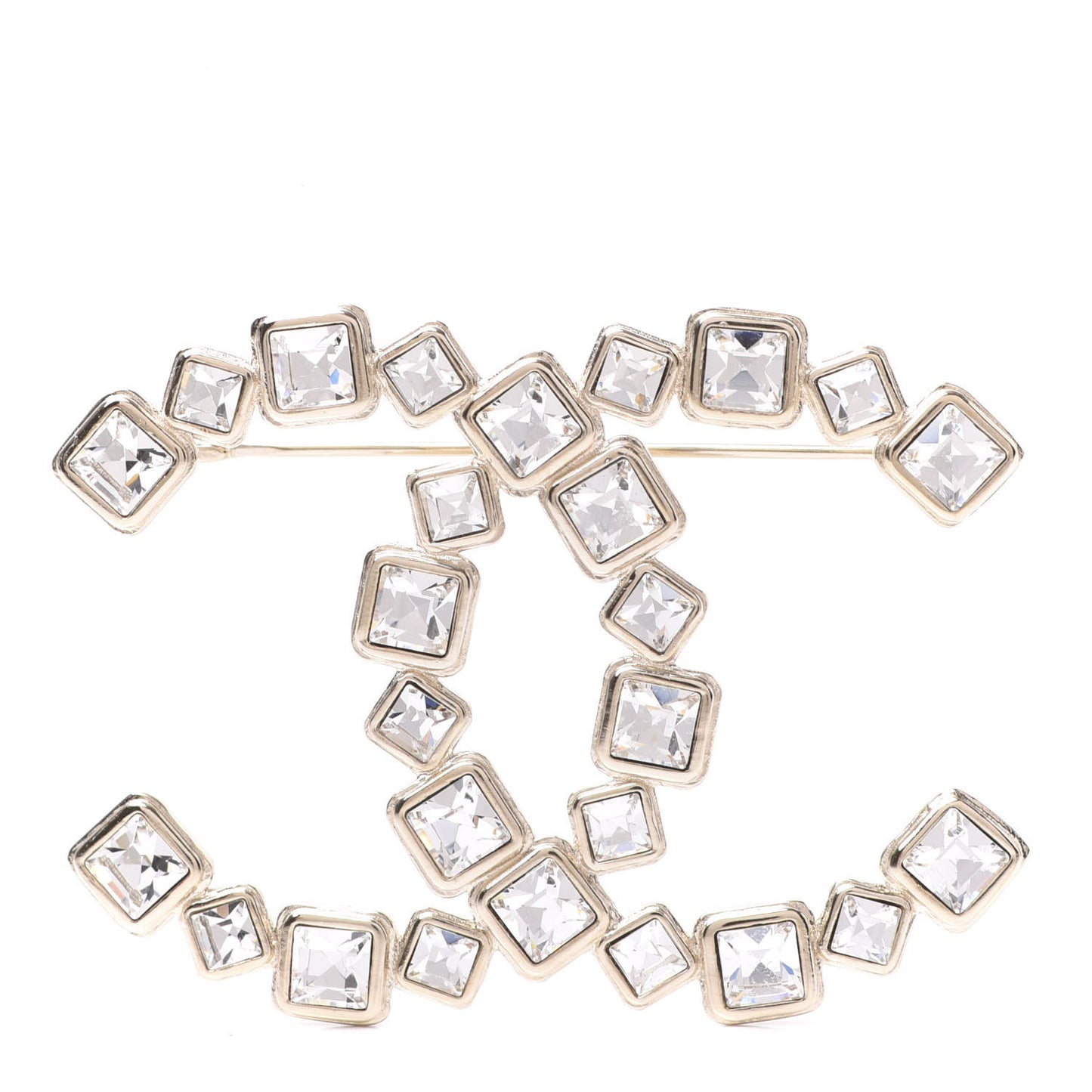 Baguette Crystal CC Brooch Gold
