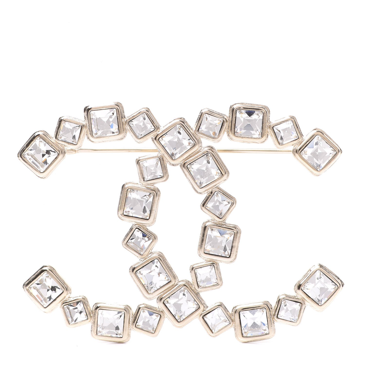 Chanel Baguette Crystal CC Brooch Gold 1 of 5