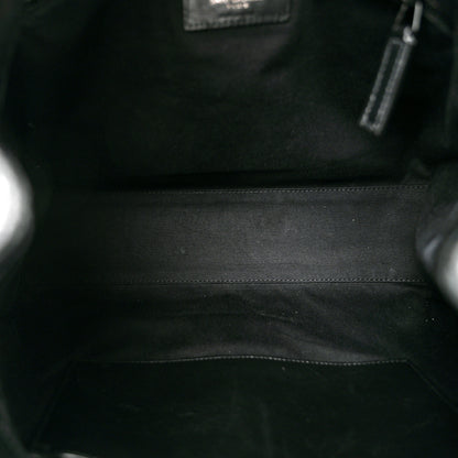 Saint Laurent Calfskin Crocodile Embossed Monogram Medium Niki Shopping Bag Black 5 of 9