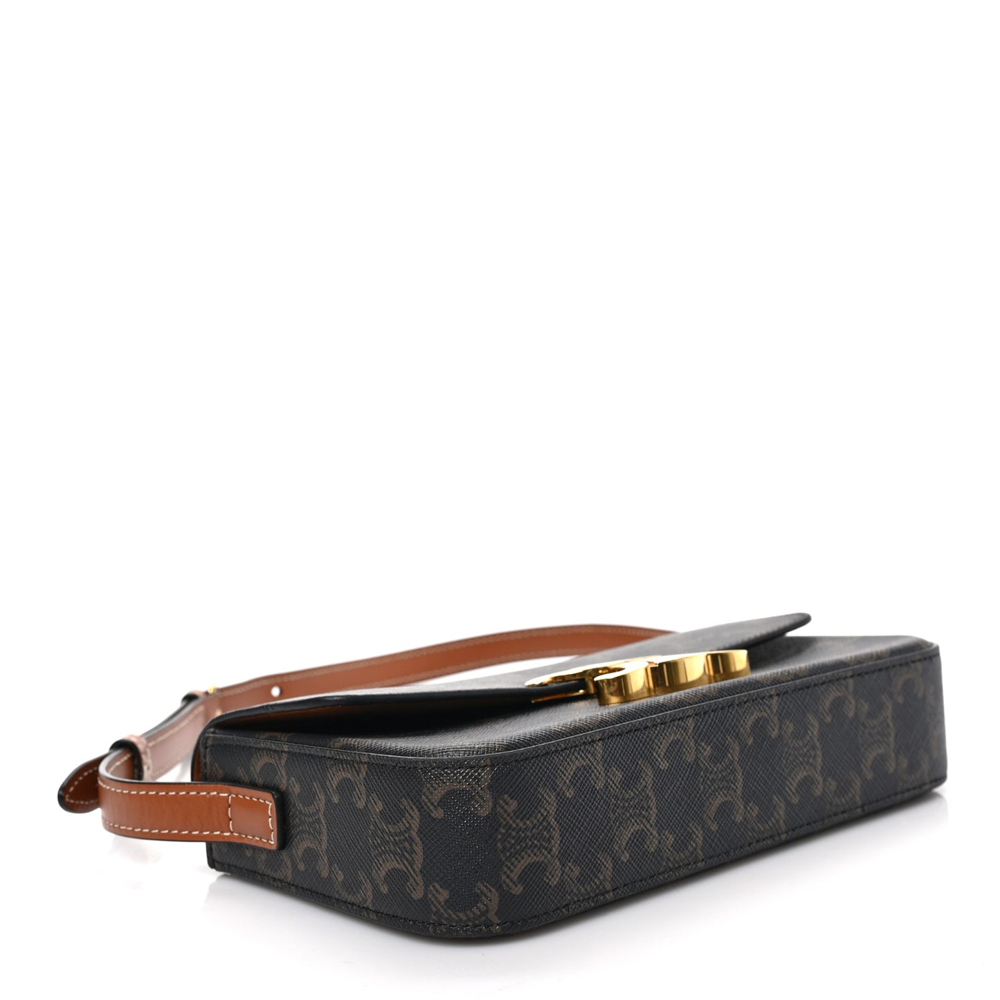 Canvas Calfskin Triomphe Shoulder Bag Tan