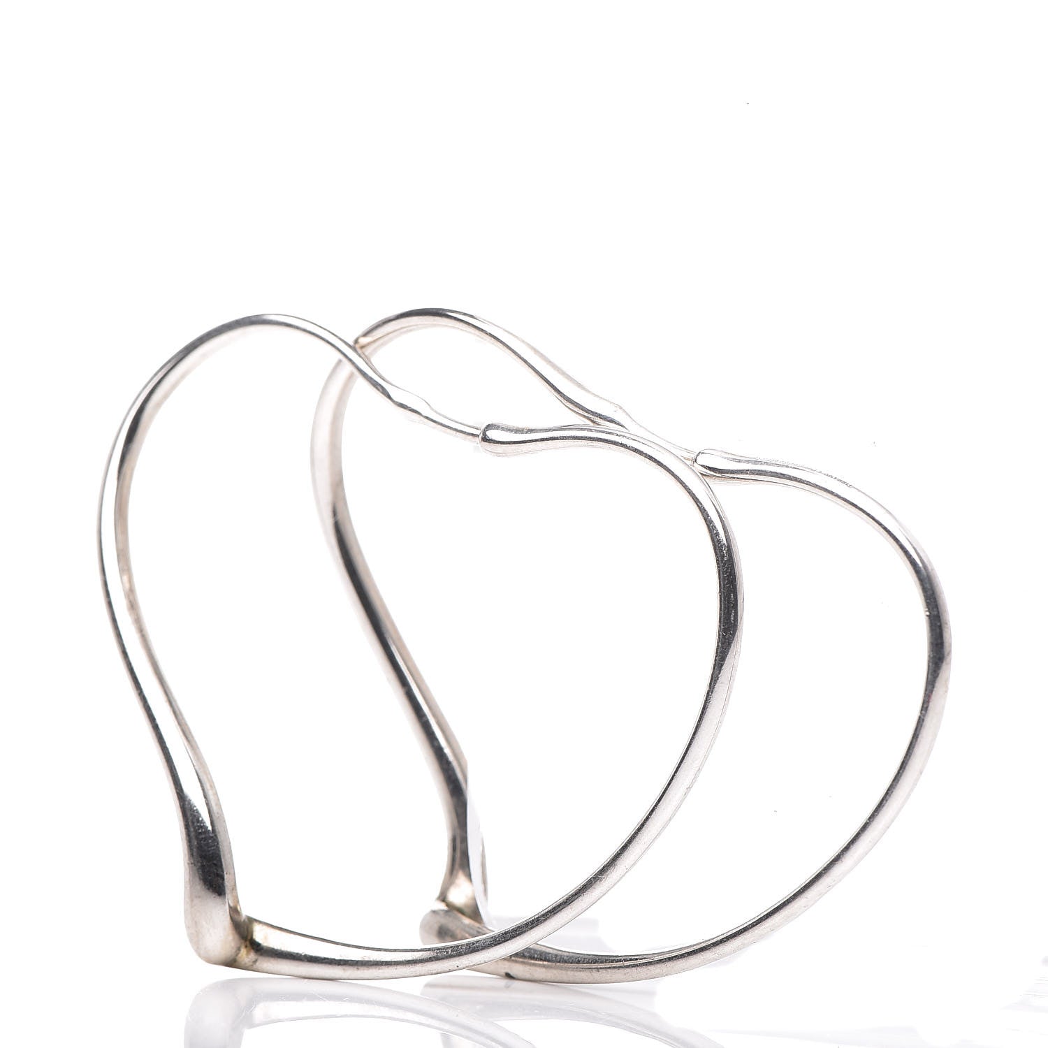 Tiffany Sterling Silver Small Elsa Peretti Open Heart Hoop Earrings 1 of 4