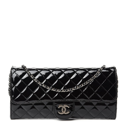 Chanel Patent Calfskin Quilted Brilliant East West Flap Clutch Black 1 of 11