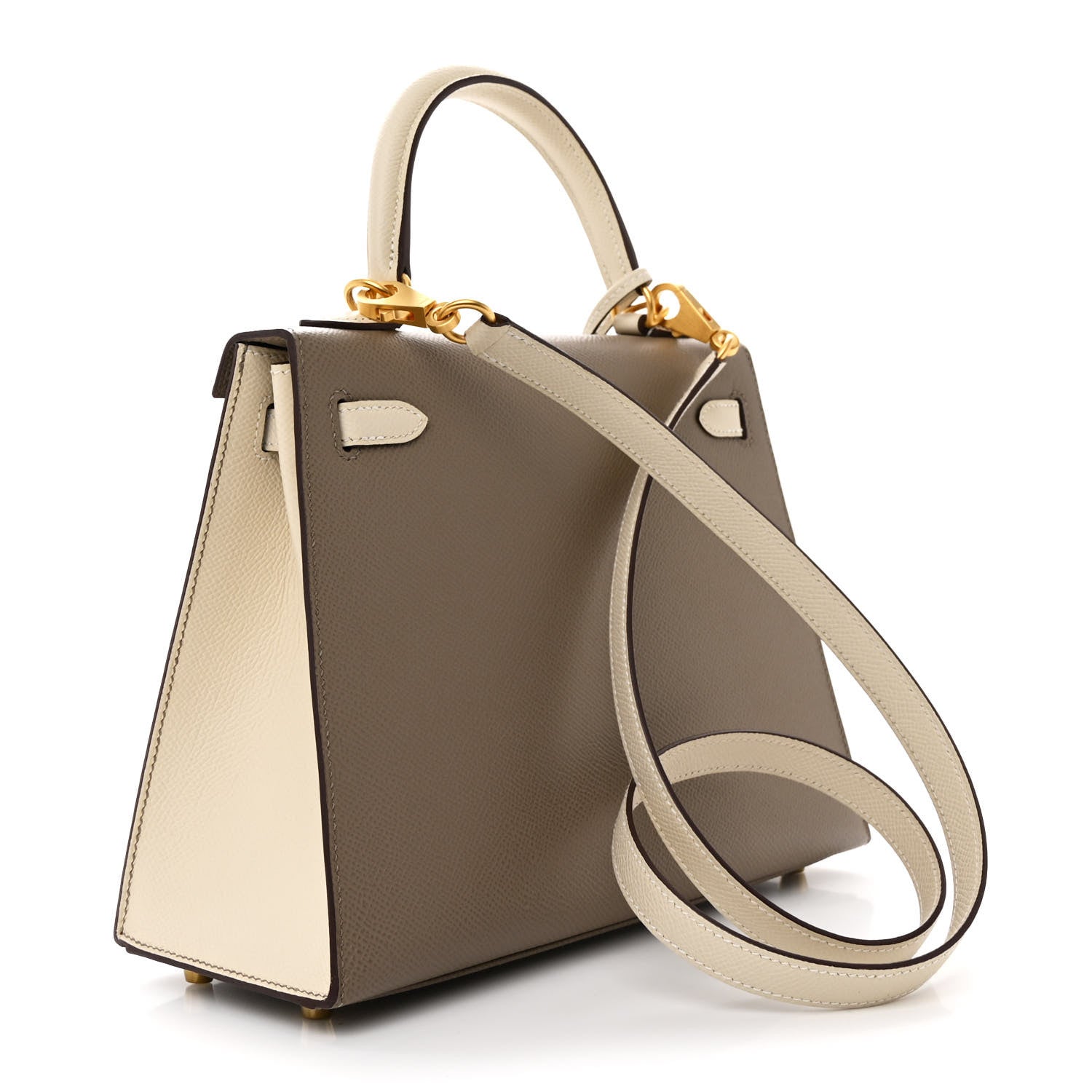 Hermes Epsom Bi-Color Horseshoe Kelly Sellier 25 Gris Asphalte Craie 3 of 11