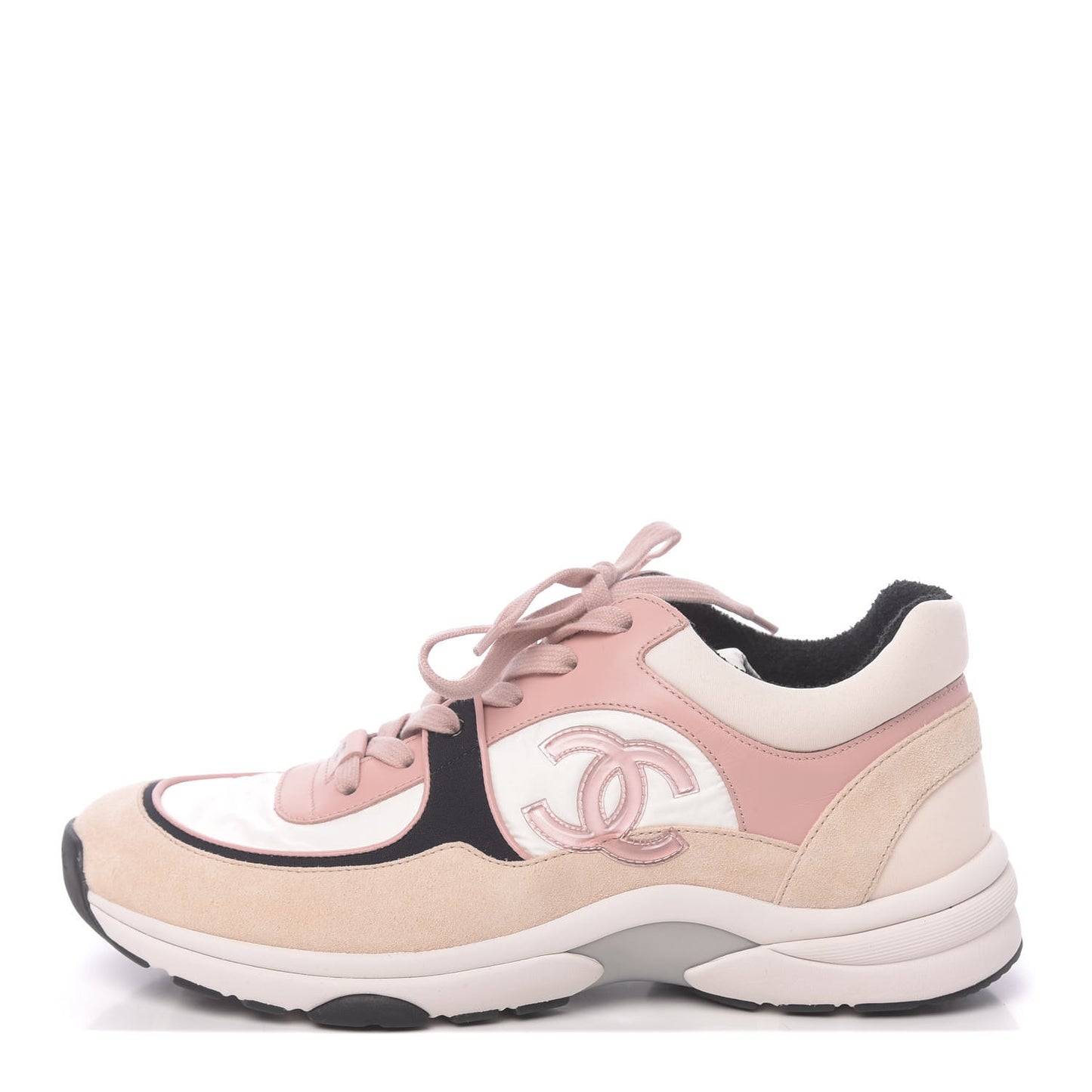Nylon Lambskin Suede Calfskin CC Sneakers 41 Pink