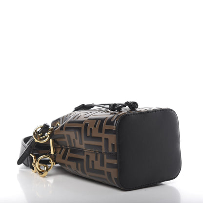 Fendi Vitello Liberty F is Fendi Bi-Color FF 1974 Embossed Mini Mon Tresor Bucket Bag Maya Black 5 of 11