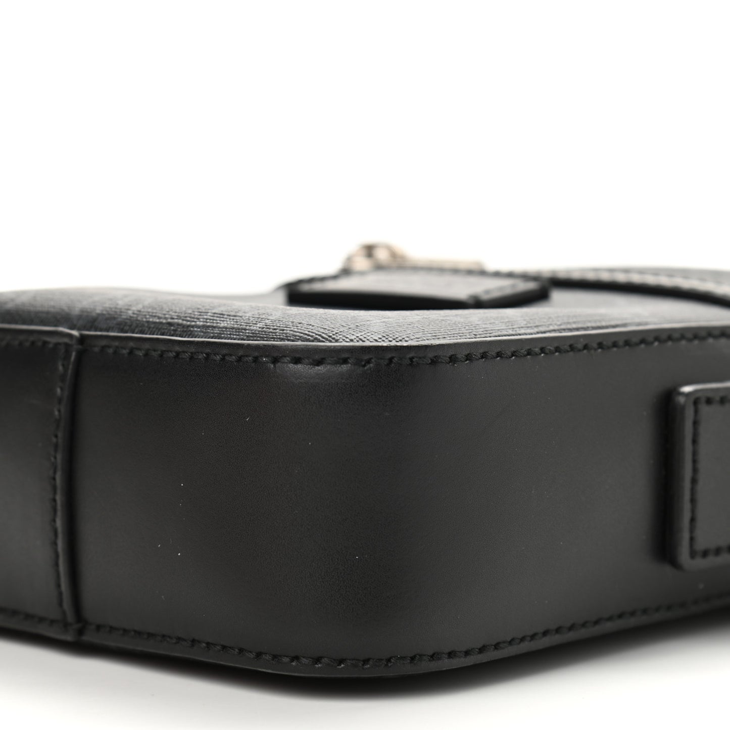 GG Supreme Monogram Appia Calfskin Web Small Camera Messenger Bag Black Grey