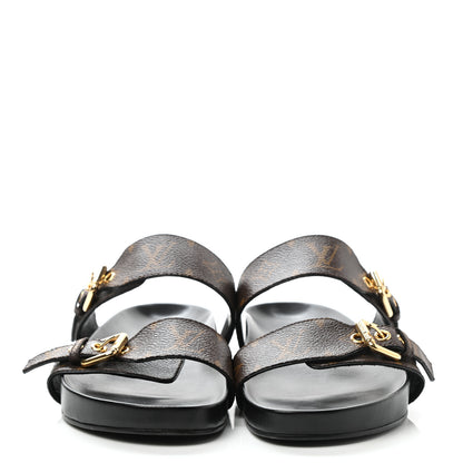 Louis Vuitton Monogram Bom Dia Mule Sandals 39.5 Black 2 of 8