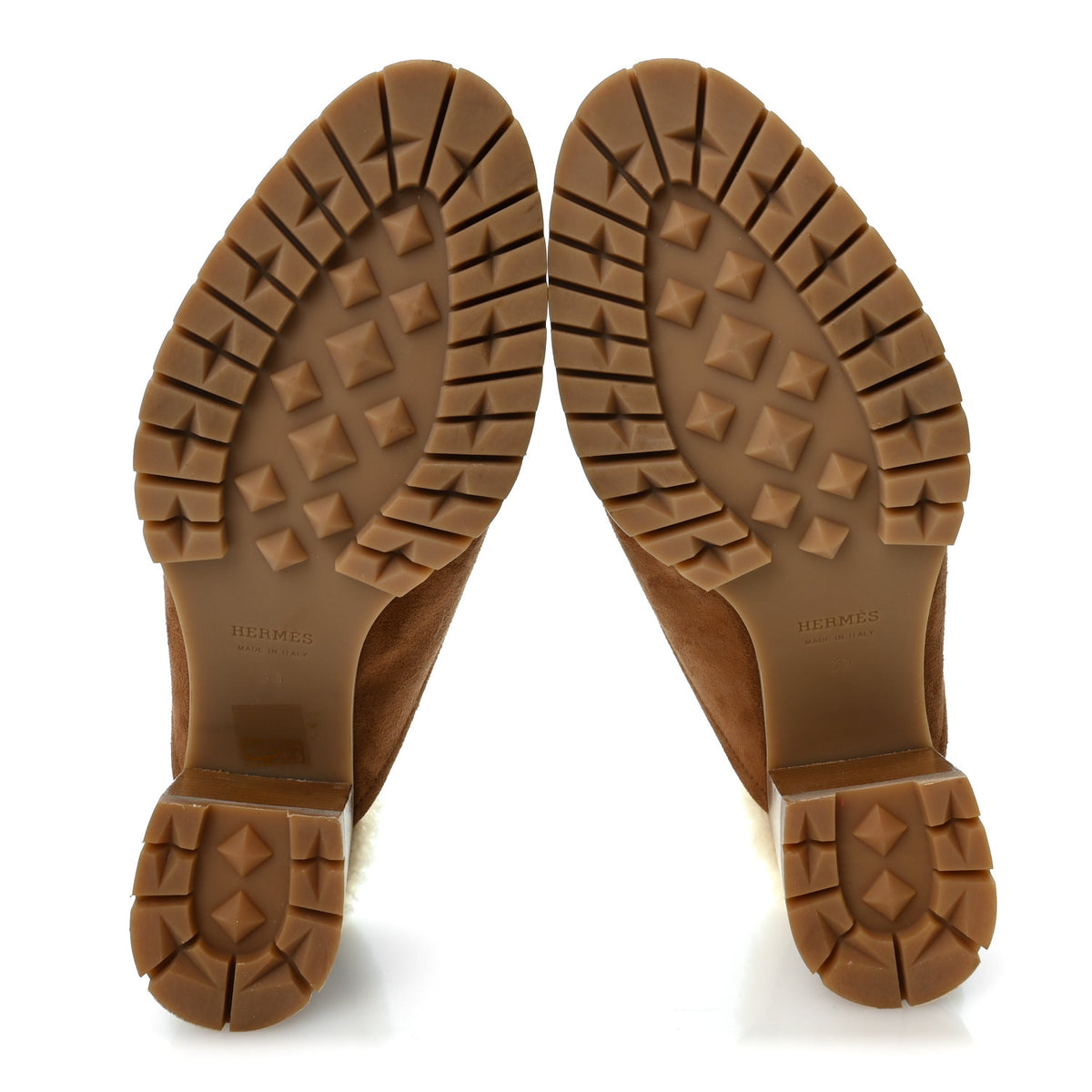 Hermes Suede Goatskin Woolskin Flore 60 Mules 39 Brun Amourette Ecru 6 of 9