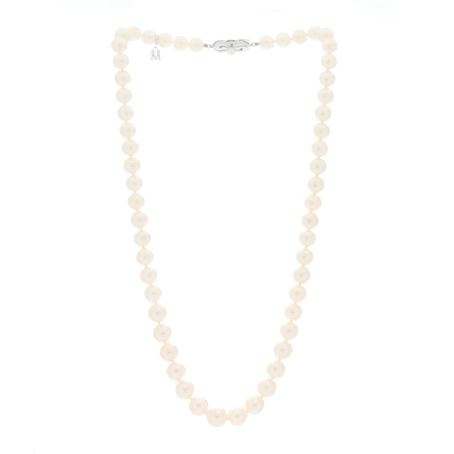 18K White Gold Akoya Pearl 7-9mm Graduated Strand Necklace 18"