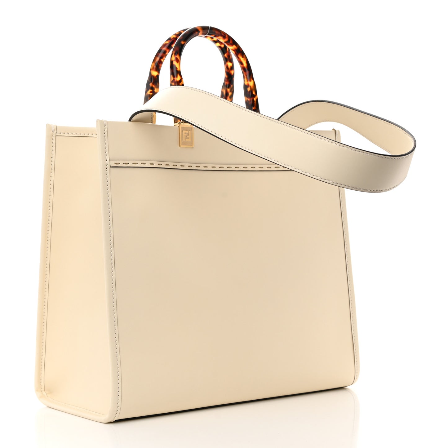 Vitello King Plexiglass Medium Fendi Sunshine Shopper Tote White Ice