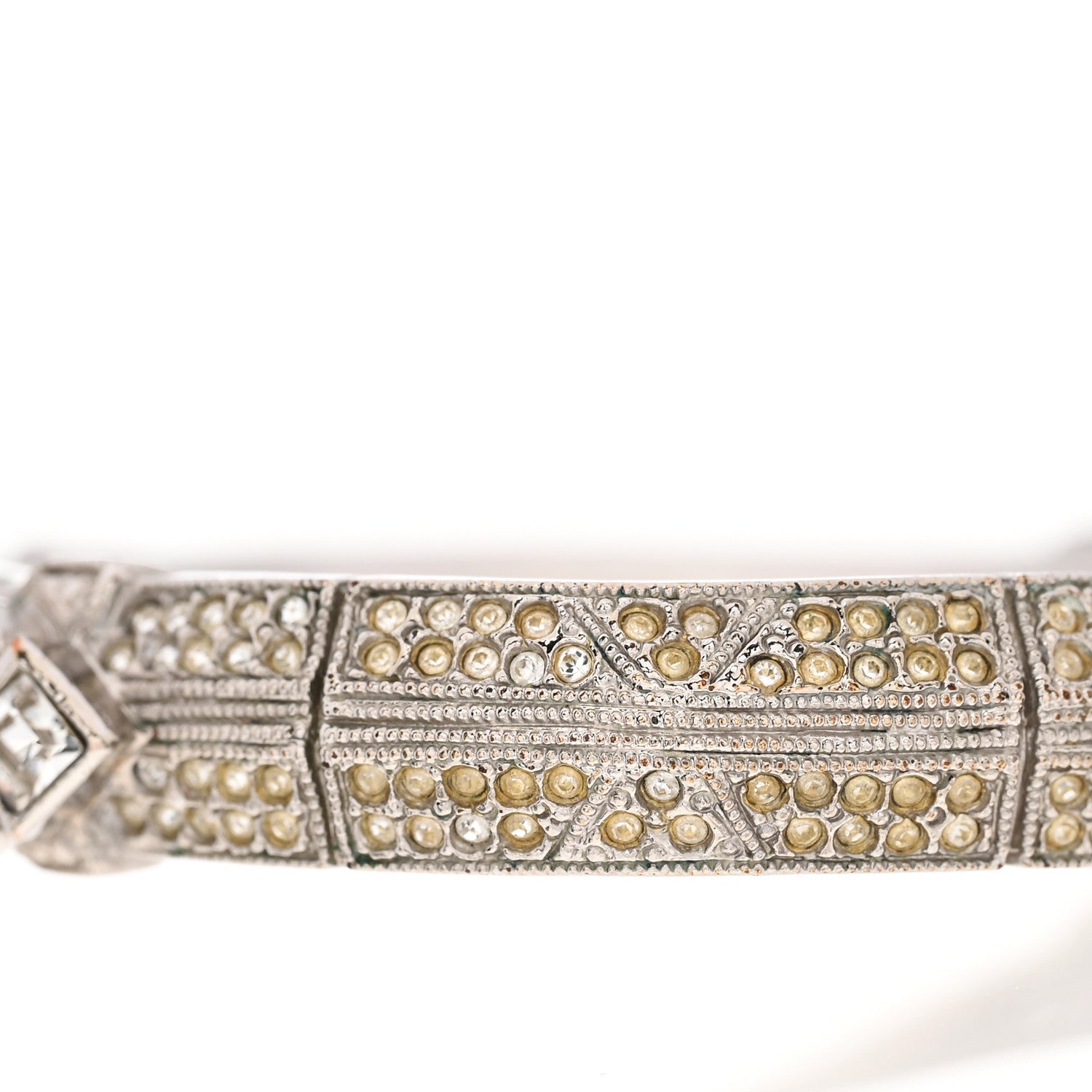Chanel Crystal CC Cuff Silver Blue 6 of 7