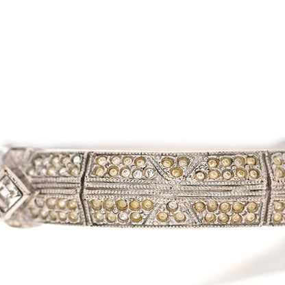 Chanel Crystal CC Cuff Silver Blue 6 of 7