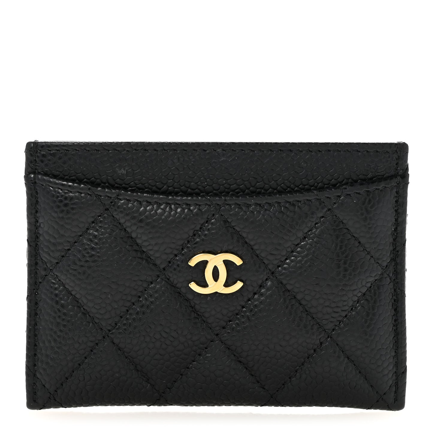Caviar Quilted Card Holder Black
