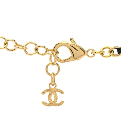Chanel Metal Lambskin Chain CC Bow Necklace Black Gold 6 of 7