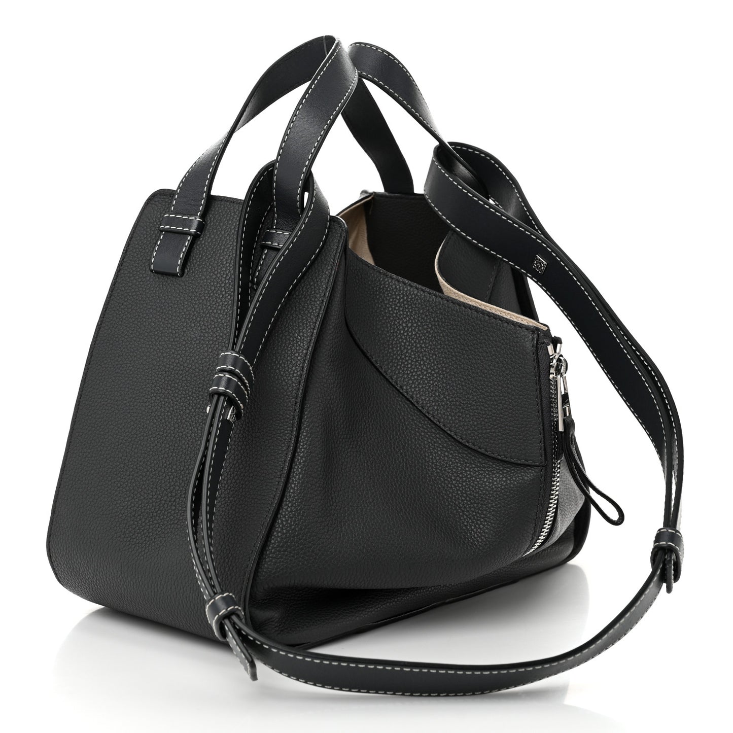 Grained Calfskin Small Hammock Shoulder Bag Grey