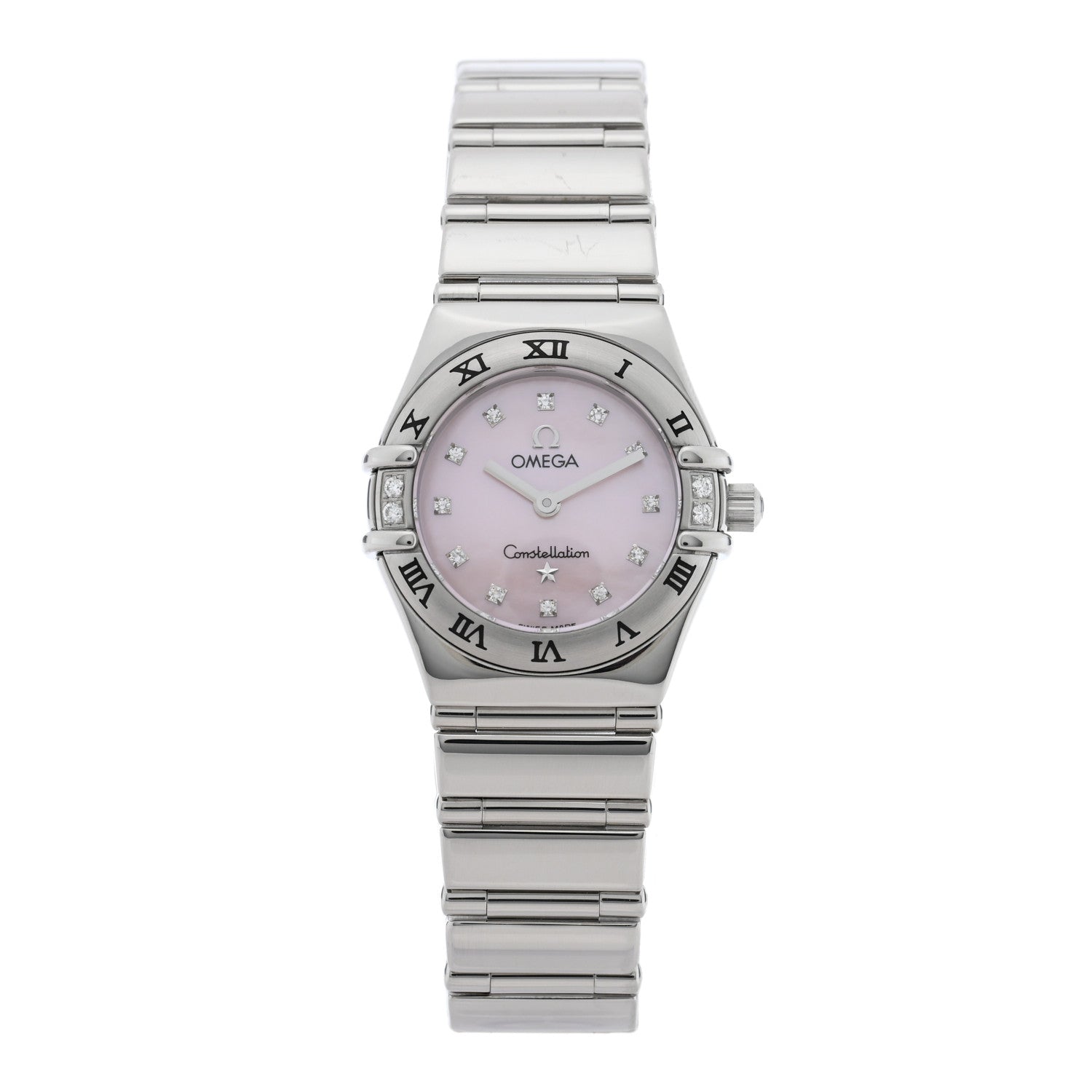 Omega Stainless Steel Diamond Bezel Pink Mother of Pearl 22mm Constellation My Choice Quartz Watch 1566.66.00 1 of 4