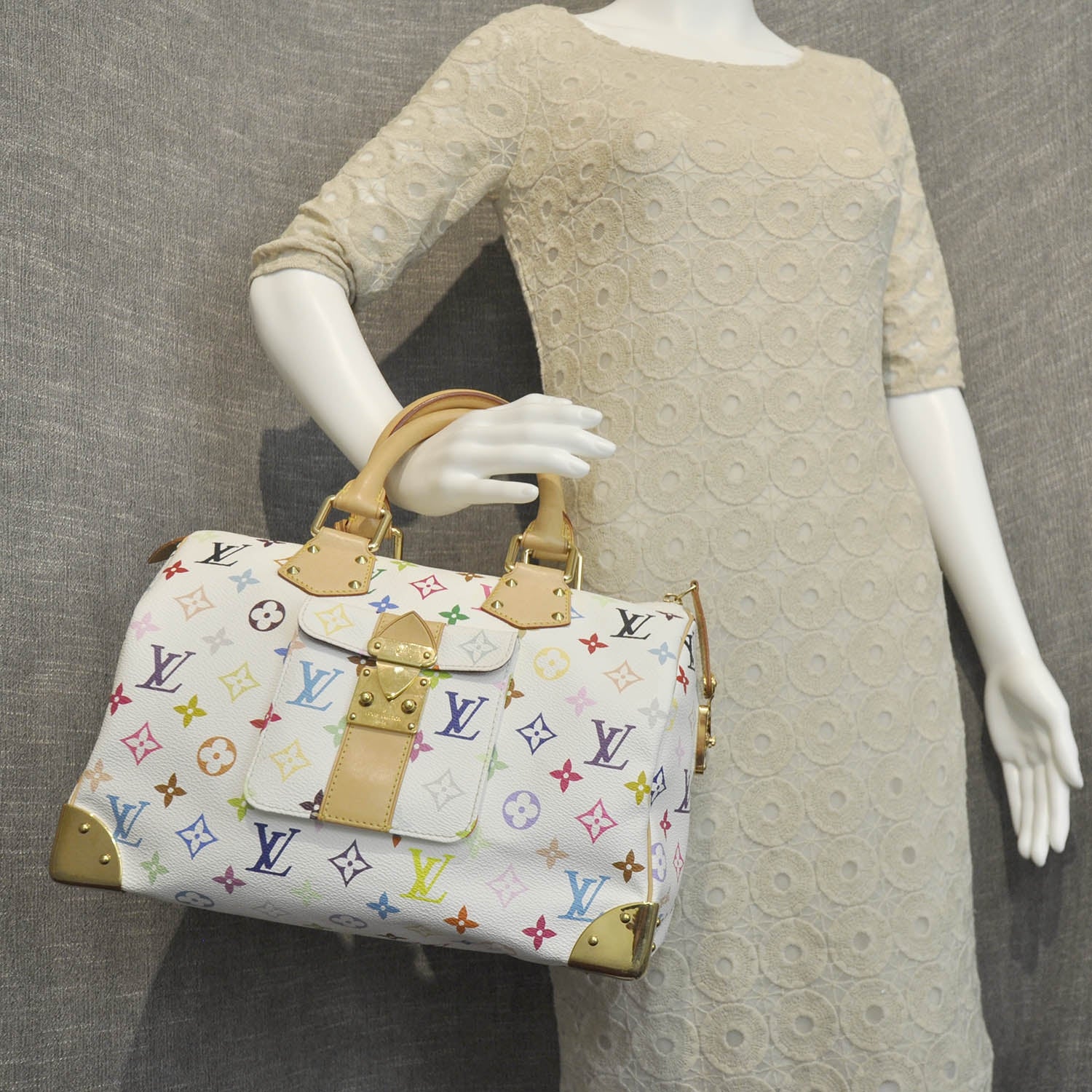 Louis Vuitton Monogram Multicolor Speedy 30 White 2 of 9