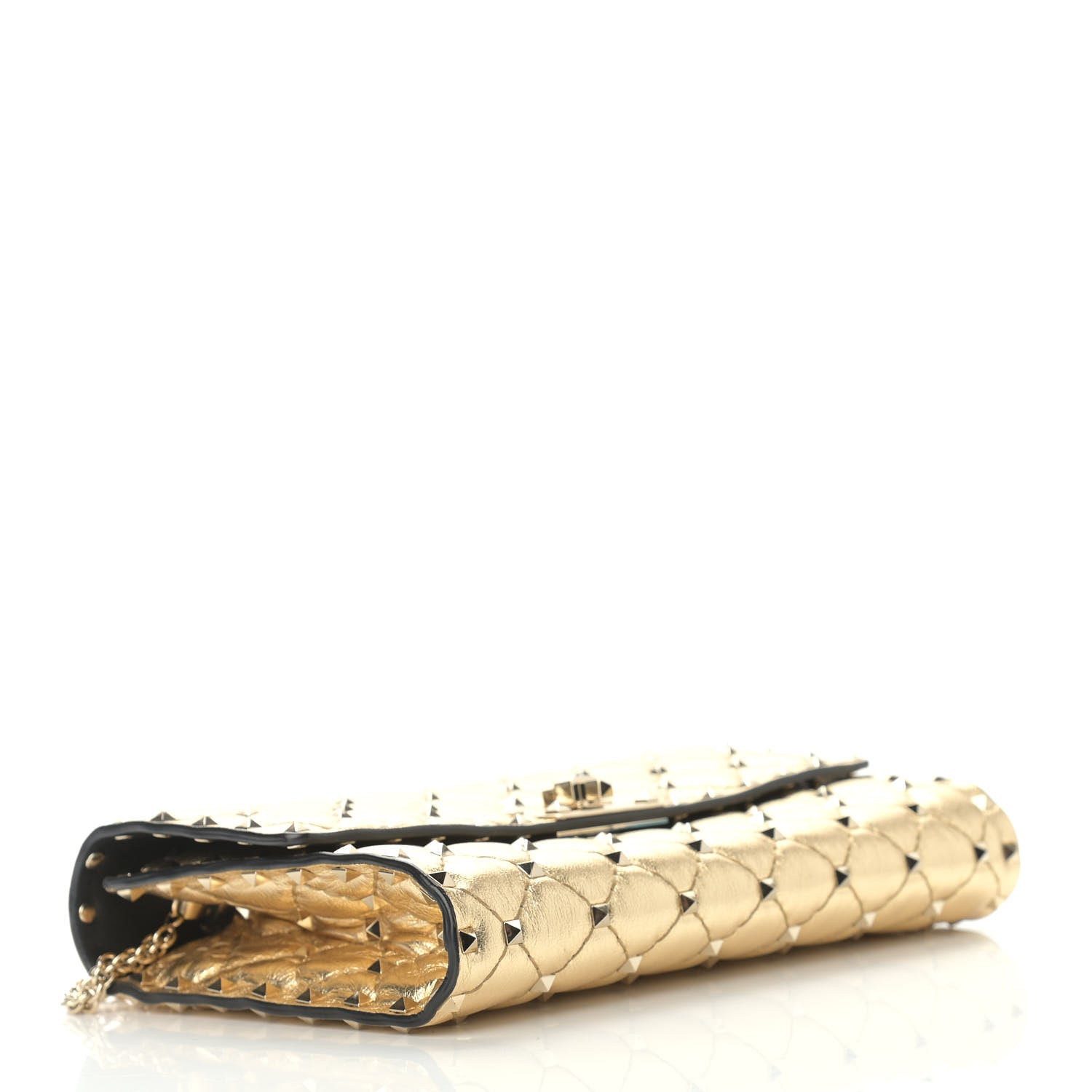 Valentino Garavani Metallic Nappa Rockstud Spike Wallet on Chain Mekong 3 of 9