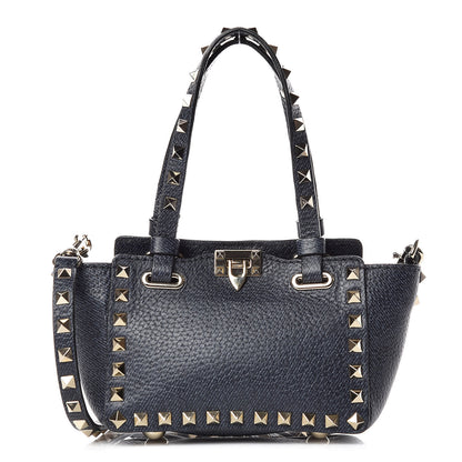 Valentino Garavani Pebbled Calfskin Micro Rockstud Tote Deep Denim 1 of 10