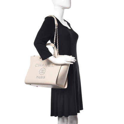 Chanel Caviar Small Studded Deauville Tote Ivory 2 of 11