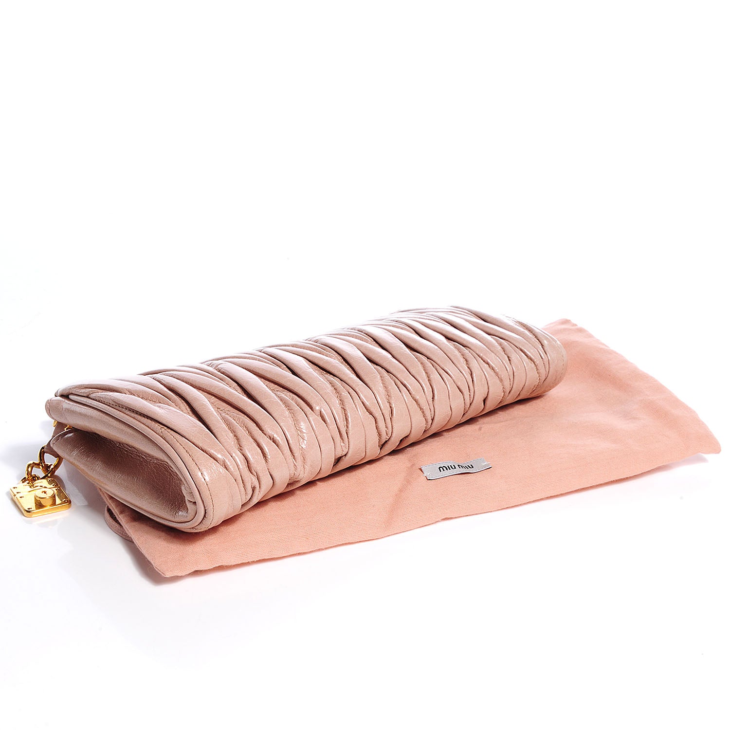 Miu Miu Leather Matelasse Lux Clutch Cipria 4 of 9